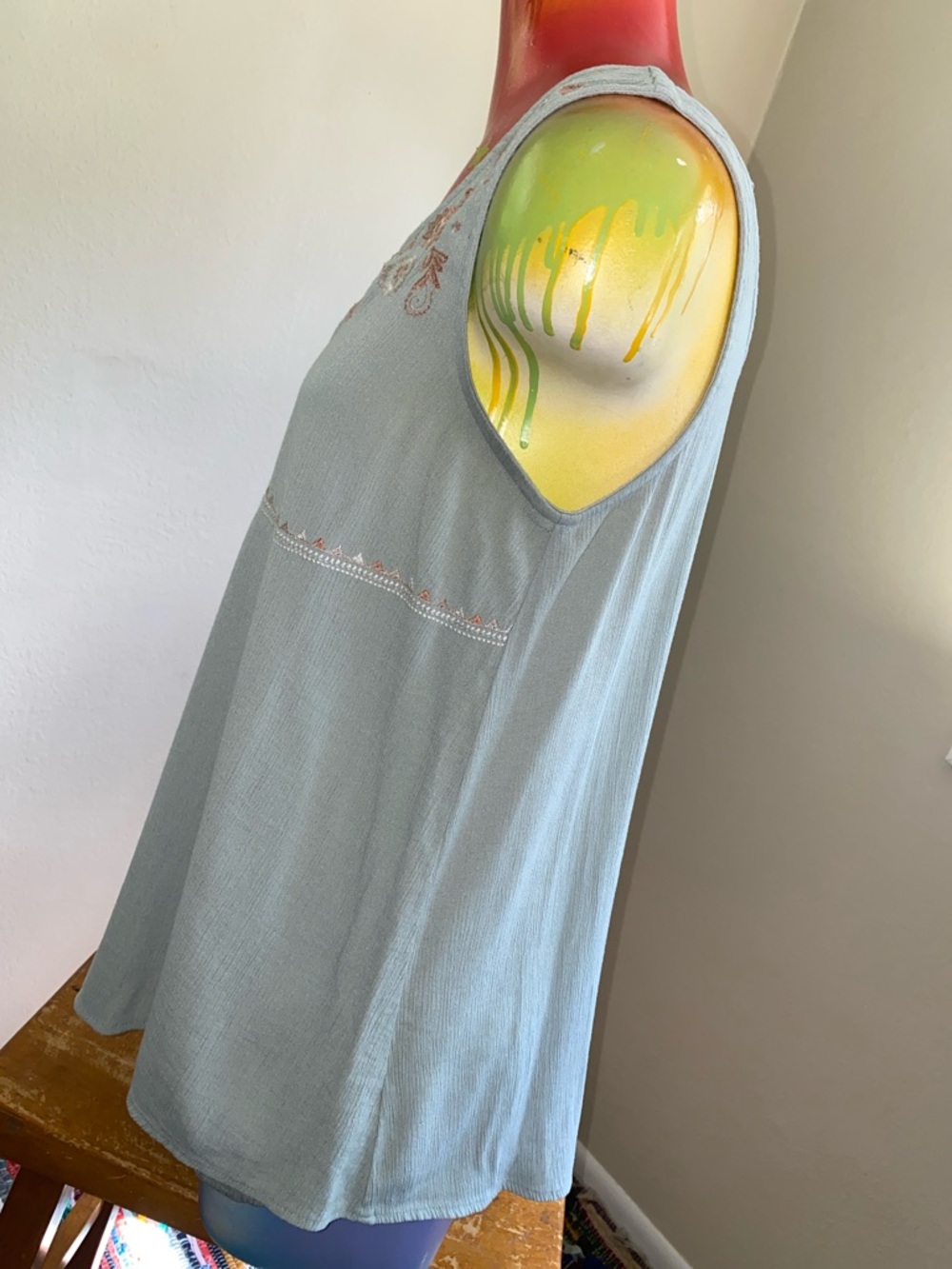 Knox Rose light blue blouse with rose gold embroidery - Picture 4 of 10